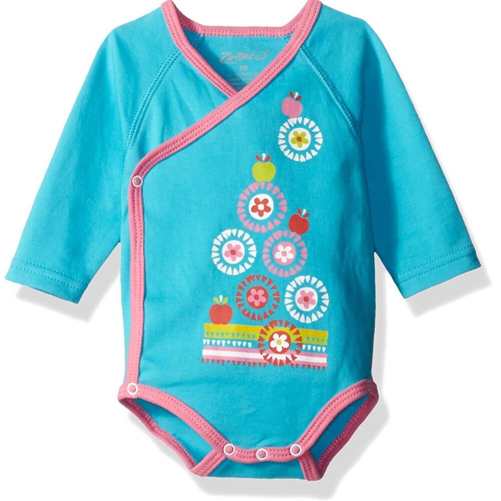 NWT Zutano Baby Long Sleeve Body Wrap Apple Blossom Pool